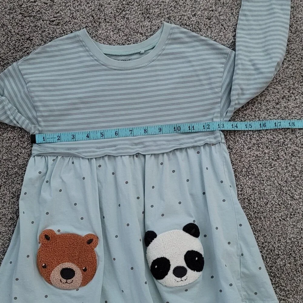 Girls Next Green Long Sleeve Dress with Bears 4-5 Years